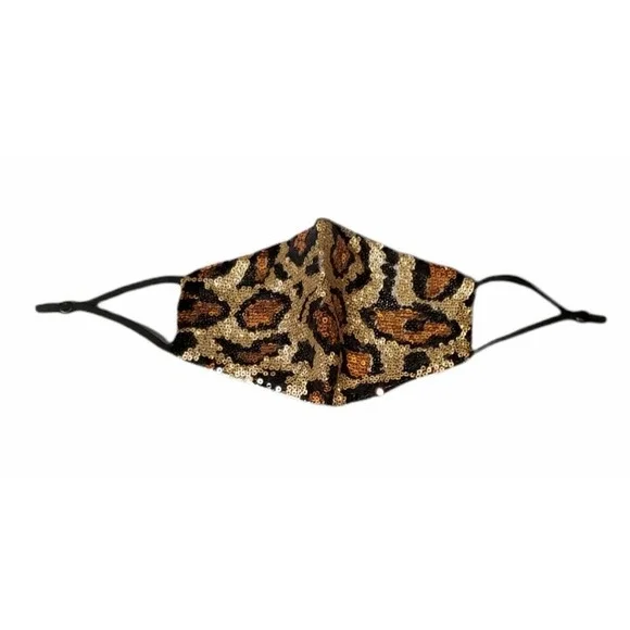 Handmade Fashionable Black, Copper and Gold Sequins Bling Face Mask