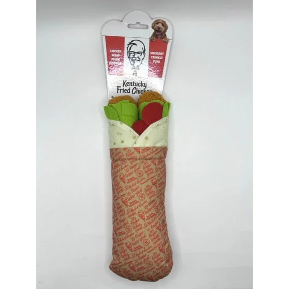 KFC Kentucky Fried Chicken Wrap Soft Plush Dog Toy Squeaky Crinkly New
