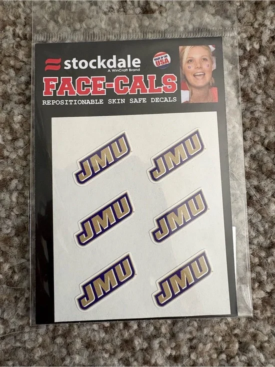 Stockdale JMU Face-Decals - Purple & Gold Repositionable Stickers