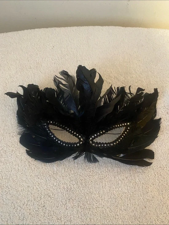 Black Feather Masquerade Eye Mask