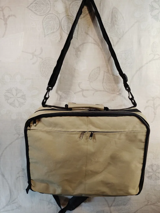 Tan Messenger Bag/ Backpack - Lightweight  W/ Shoulder Straps