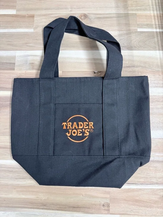 Trader Joe’s Black Canvas Tote Bag with Orange Logo