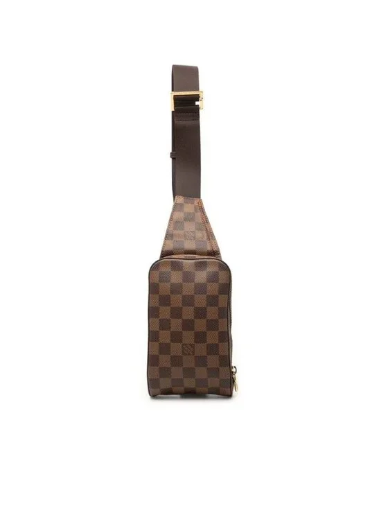 Louis Vuitton Damier Geronimos Shoulder Bag Brown Leather