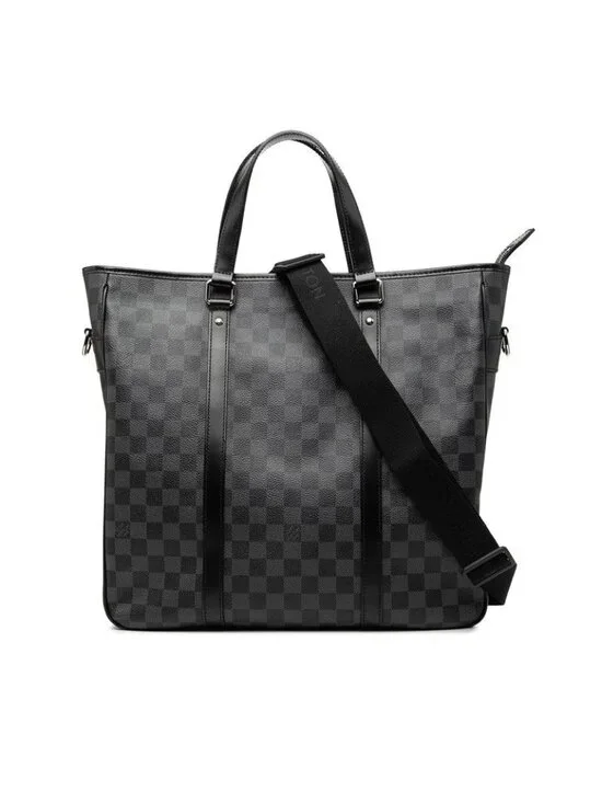 Louis Vuitton Damier Graphite Tadao Tote Shoulder Bag 2-Way Black Gray Leather