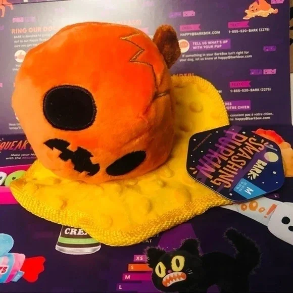 BarkBox Smashing Pumpkin Dog Toy Halloween Plush NWT