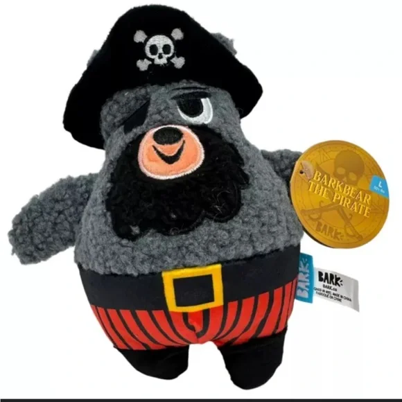 Bark The Dread Pirate Black Bear-D Dog Plush Squeak Toy, size L