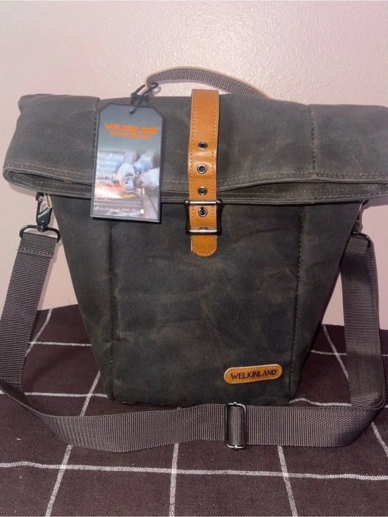 WELKINLAND 6H Insulation Leakproof Waxed Canvas Lunch Bag, Brown Heavy-Duty Lunc
