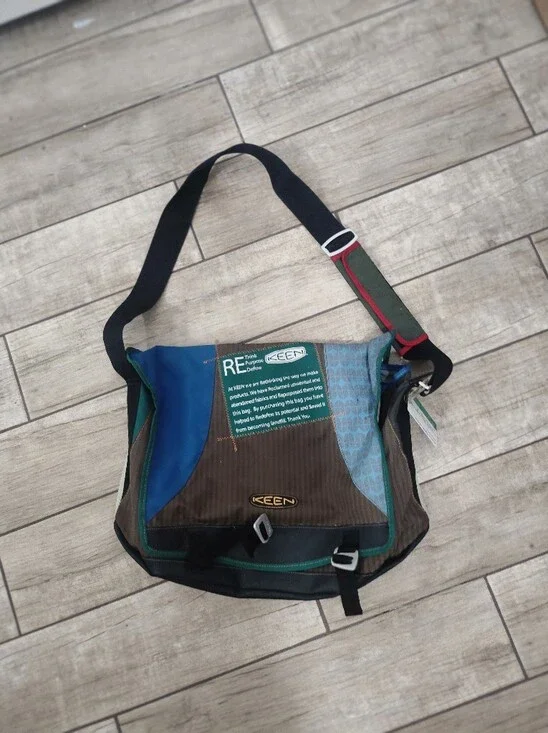 Keen Brown Messenger Bag with Blue and Green Accents