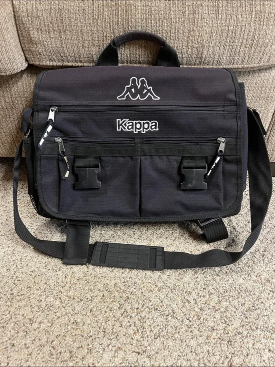 Kappa Black Messenger Bag with White Logo
