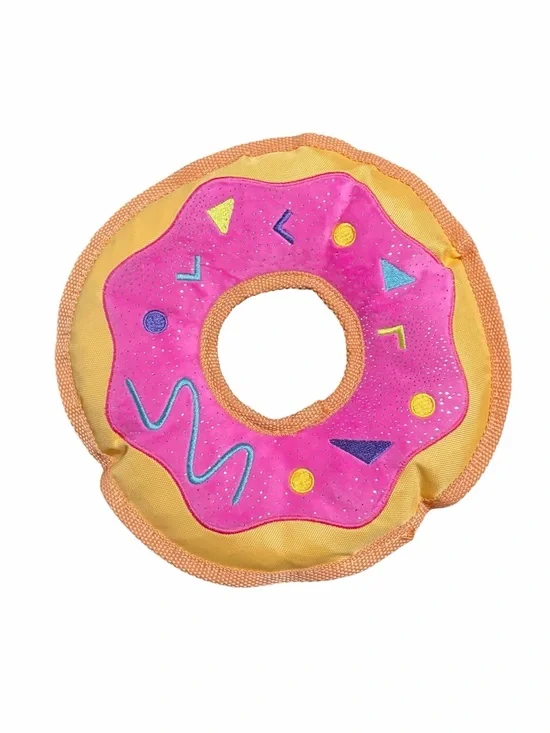 Donut Dog Toy Pink Frosted Plush Crinkle Toy NWOT