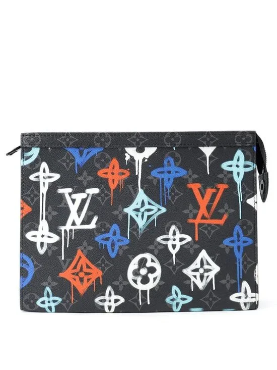 Louis Vuitton Clutch Monogram Eclipse Graffiti Pochette Voyage MM Black