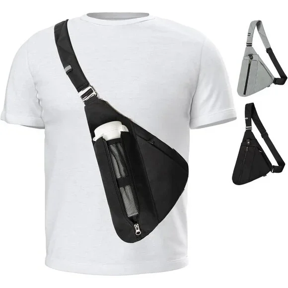 Travel Sling Bag Men RFID Crossbody Chest Backpack Water Bottle Pocket