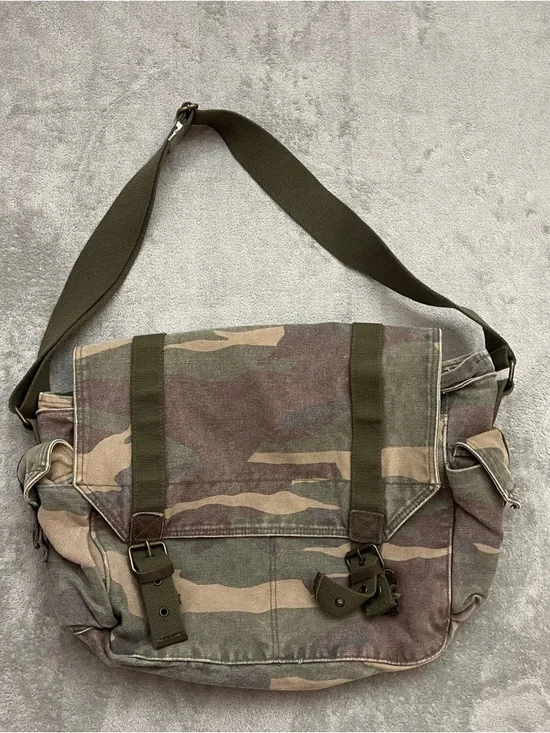 Old Navy Camo Messenger Bag Satchel Vintage 90s Woodland Y2K
