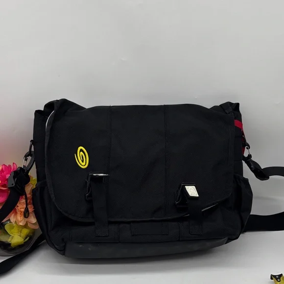 Timbuk2 Black Messenger Bag with Yellow Logo