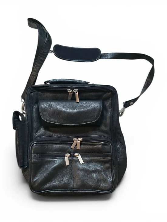 Wilsons Leather Black Leather Messenger Crossbody Bag
