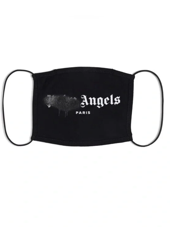 Palm Angels Printed Cotton-Jersey Safe Mask Black “Angels Paris” Logo NWT $268