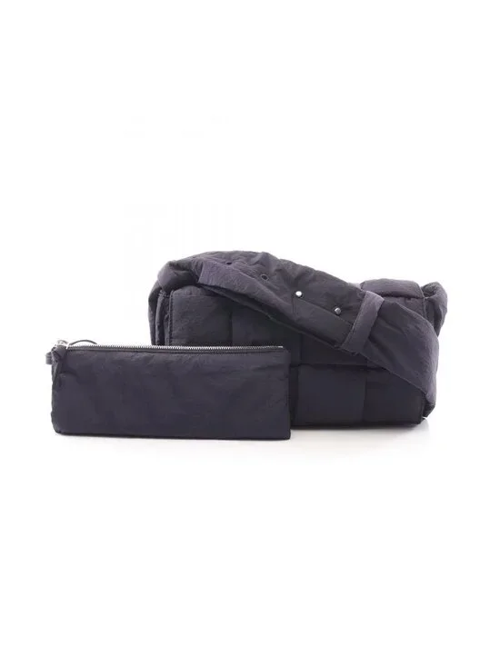 Bottega Veneta Shoulder Bag Padded Tech Cassette Navy Nylon Maxi Intrecciato