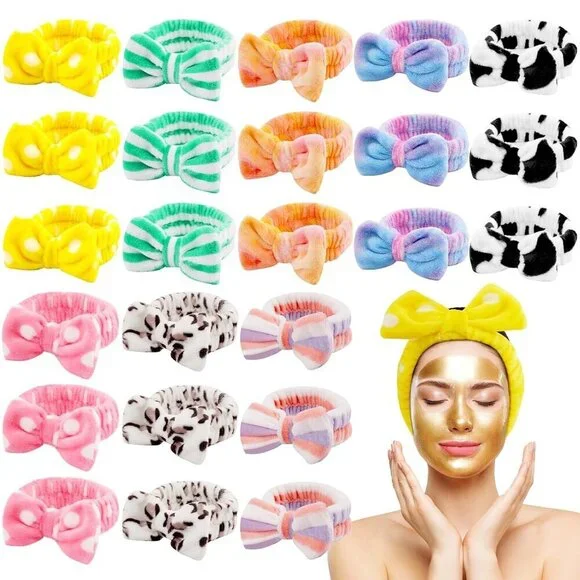Spa Headbands Bulk 24 pcs Soft Flannel Colorful Face Wash Makeup Gifts