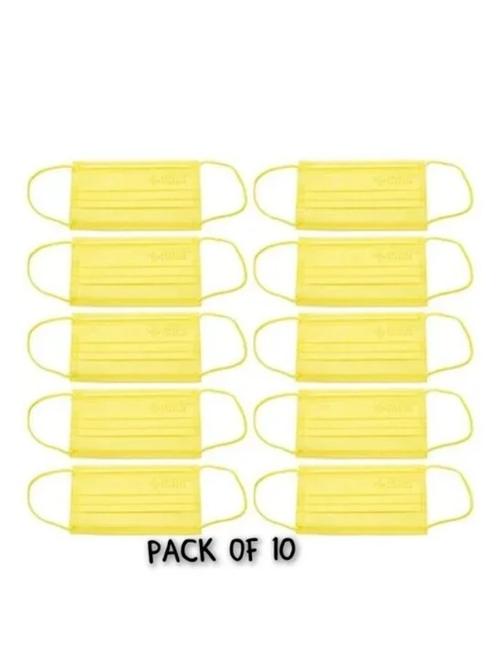 Medic Therapeutics Face masks. PACK OF 10-YELLOW-NEW