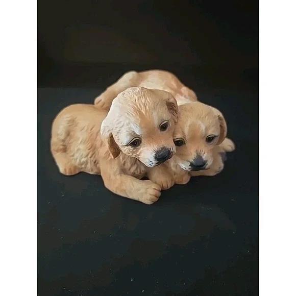 Homco Home Interiors Puppies Dogs Figurine Hand Painted Porcelain 1987 Vintage