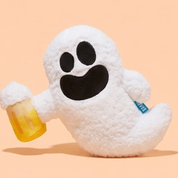 Bark Box Sheet Faced‎ Ghost Beer Mug Plush Squeaky Dog Toy Large Halloween NEW