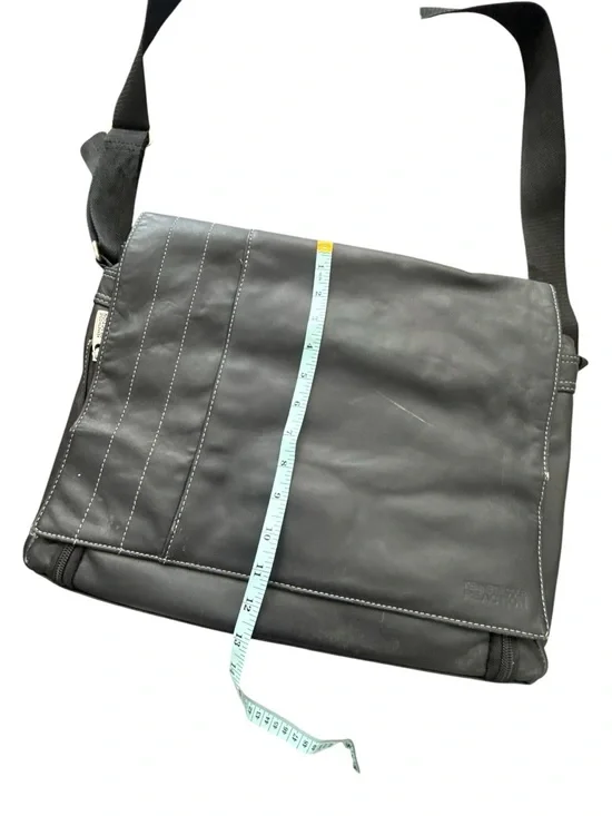 Men's Black Leather Messenger Bag - Kenneth Cole