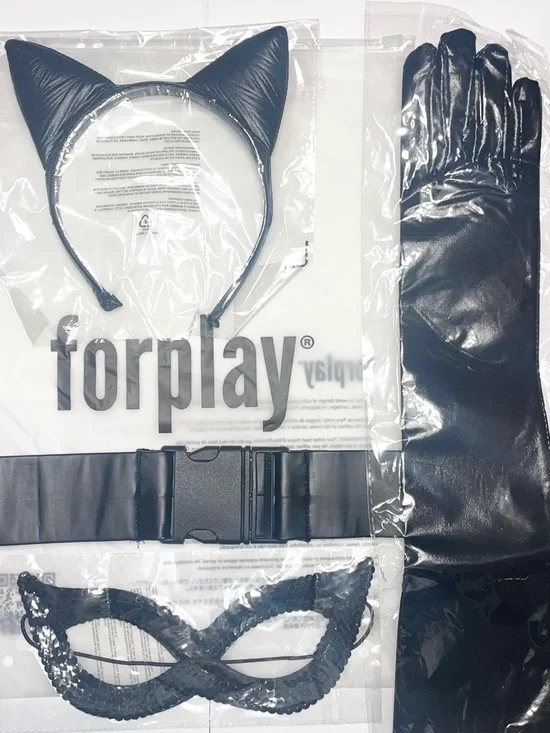 Forplay Black Cat Accessory Set — Headband, Mask, Belt, Gloves