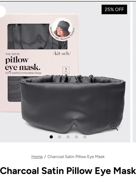 Kitsch Charcoal Satin Pillow Eye Mask - Gray