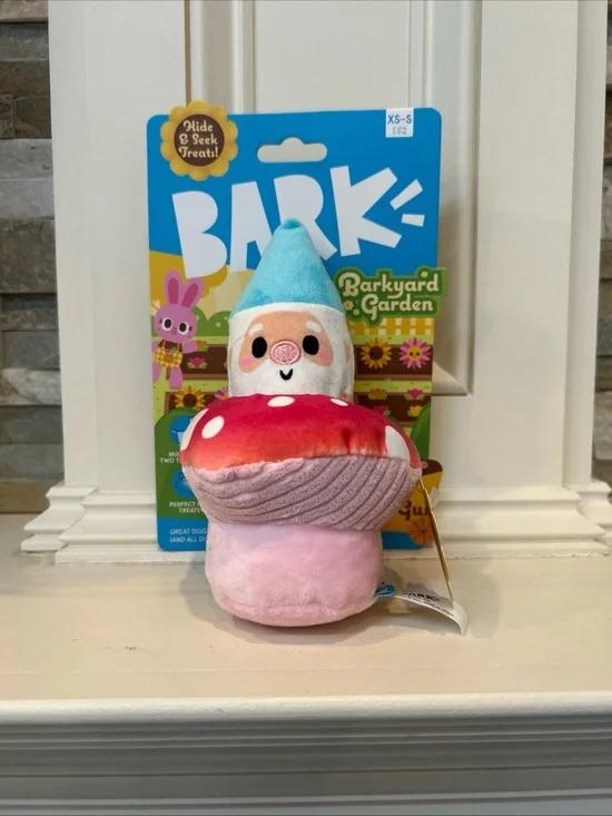 Bark Pink Mushroom Gnome Plush Toy with Blue Hat