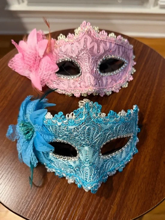Elegant Lace Venetian Face Mask - Blue & Pink 💙🩷 Best Offer Accepted!
