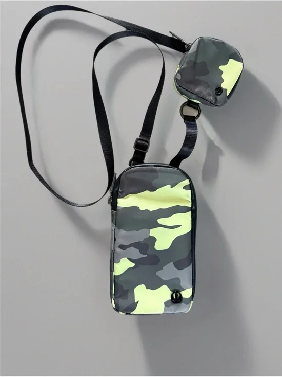 lululemon Phone Crossbody Heritage Camo Neo Mint Multi Adjustable Strap Travel