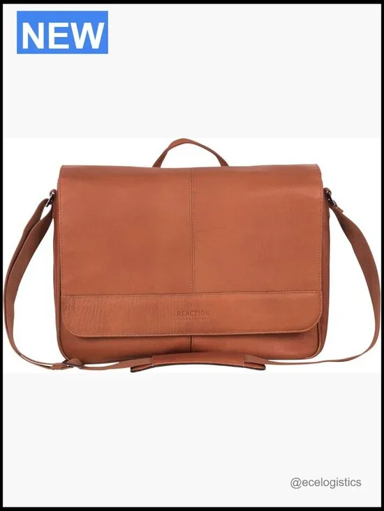 Slim Full-Grain Leather Messenger Bag for 15.6