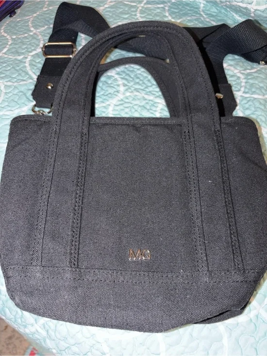 Madden Girl Black Canvas Messenger Tote