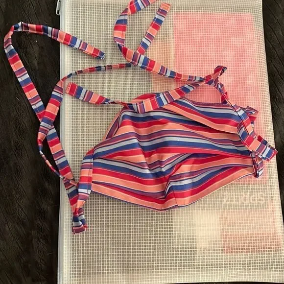Multi-colored striped cloth face mask
