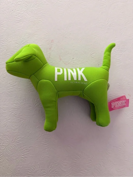Victoria's Secret PINK Bright Lime Green Plush Dog Toy