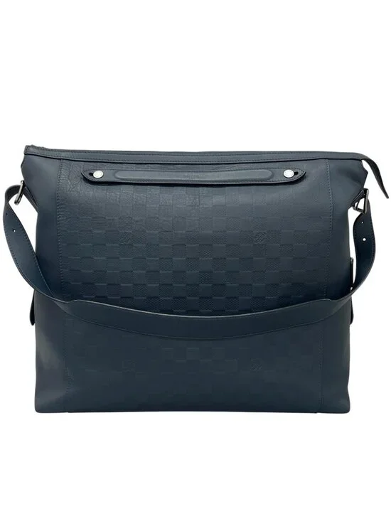 Louis Vuitton Duplex Damier Infini Leather Blue Shoulder Bag Silver