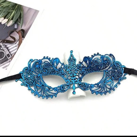 Blue Lace Masquerade Eye Mask - Women's Accessory