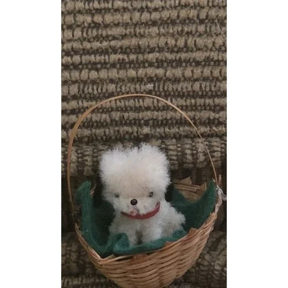 Vintage ARA? 1960's Austria Dog Dalmation In Basket Toy  1.25