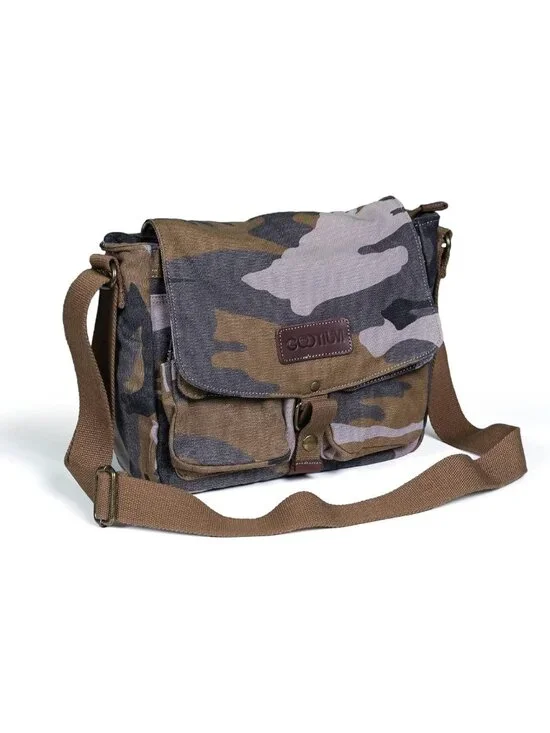 Vintage Canvas Messenger Bag | Crossbody Shoulder Satchel | Military Style Bag