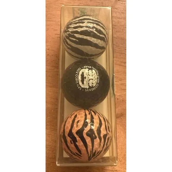 San Diego Zoo New Golf Balls 3 pack-Tiger, Zebra‎ & San Diego Zoo Logo, 2006