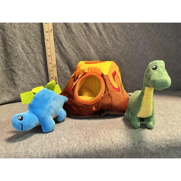 Volcano Dinosaur Plush Dog Toys with Squeaker Stuffed Animal Toy Small Set Cute