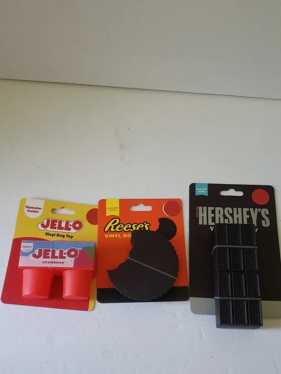Jell-o Reeses And Hersheys Squeeky Dog Toys New