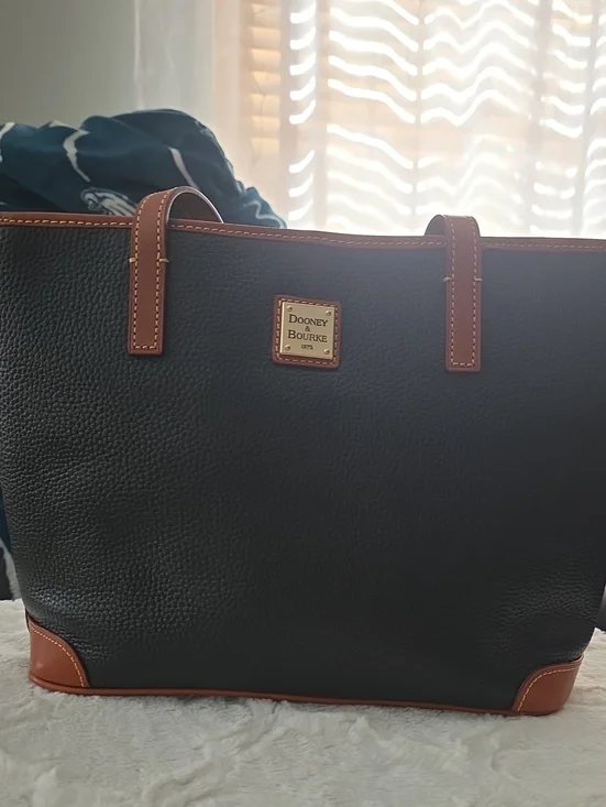 Dooney & Bourke Black and Brown Leather Tote Bag