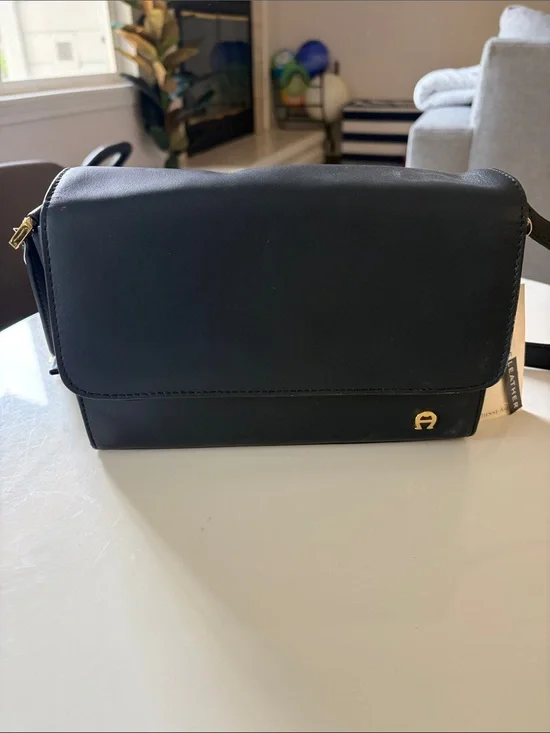 Navy Leather Etienne Aigner Crossbody Bag New w/Tags