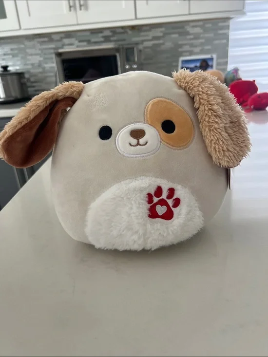 Squishmallows Plush Dog Toy - Cream, Tan & White Harrison (9 inches)
