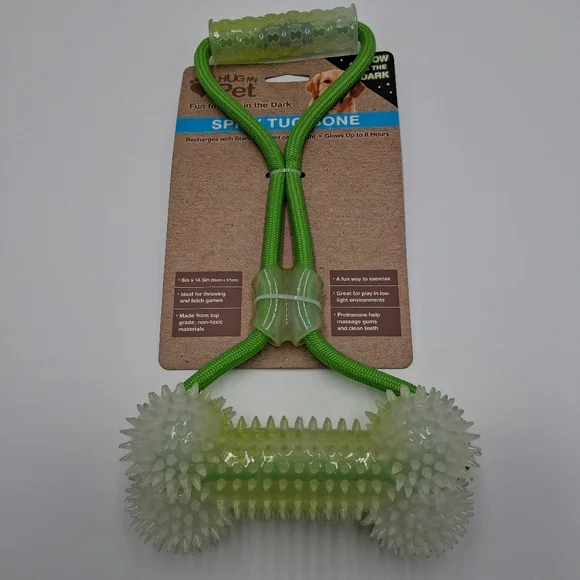 Hug My Pet Glow In The Dark Spiky Tug Bone