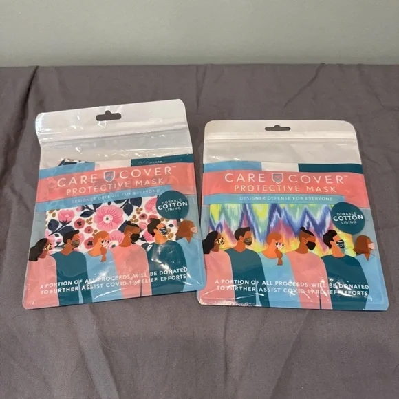 Two care cover protective face masks designer defense durable cotton lining
