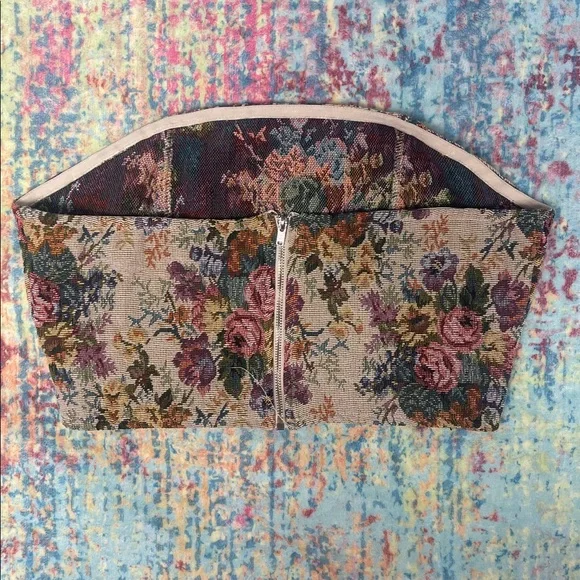 NWOT SHEIN Floral Tapestry Bustier Top - Pink Multicolor