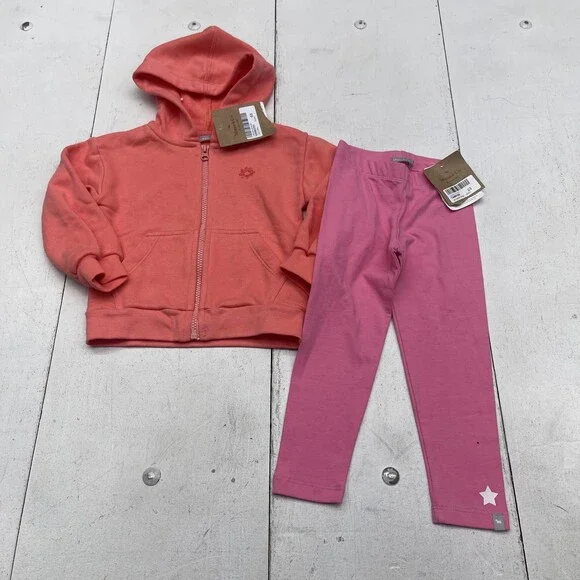 Mimo & Co Hoodie Leggings Set Girls 4 Coral Pink 2 Piece Outfit Loungewear