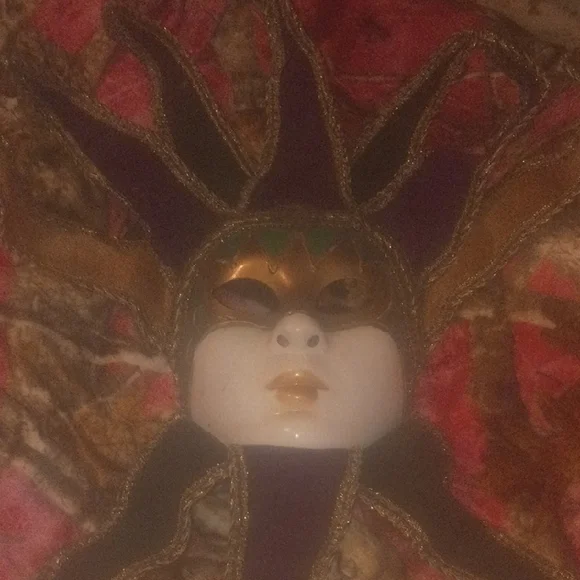 Purple and Gold Venetian Jester Face Mask
